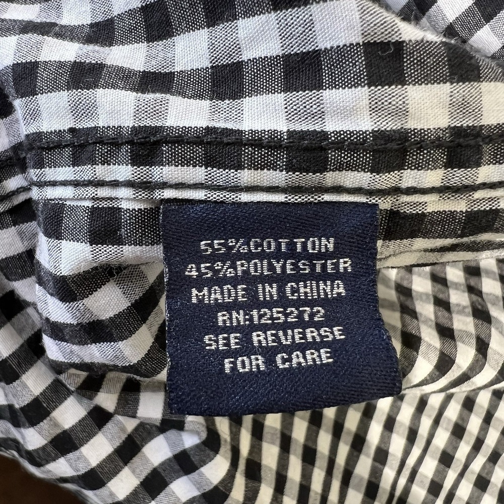 Bogari Mens Black White Gingham Check Long Sleeve Button Down Shirt Large L‎ - Picture 5 of 6